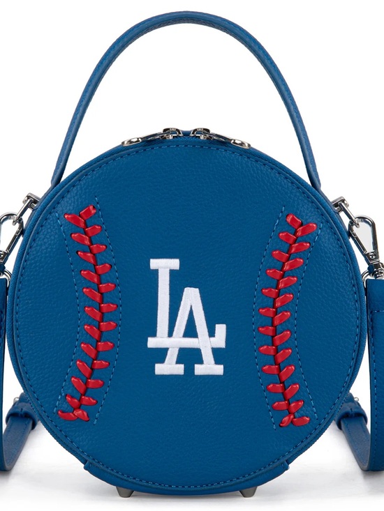 Montana West Handbags - Montana West Blue Round Crossbody Bag with Red Stitch Accents